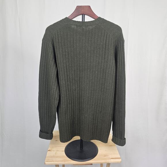 Vintage Polo Jeans Co. Ralph Lauren Lambswool Sweater Green Rib Knit Men’s L Y2K - Picture 2 of 4